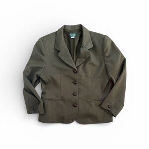 Vintage 80s Country Classic By Koret Career Jacket Size 16 WN Petite Olive Green